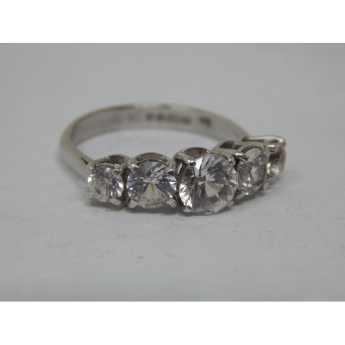 174 - 18ct White Gold 5 Stone Ring: Size O: Gross weight 3.51g