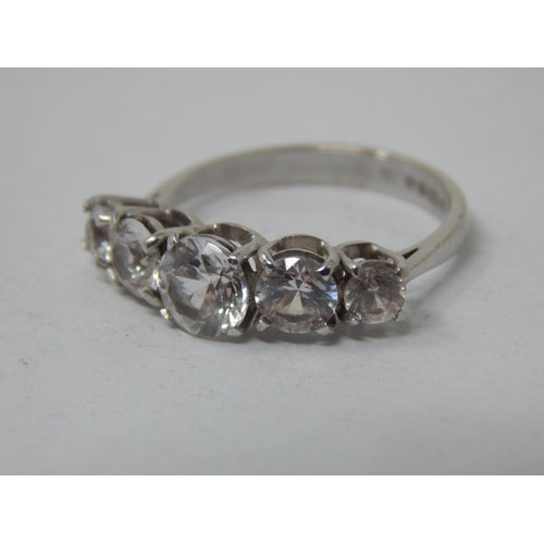 174 - 18ct White Gold 5 Stone Ring: Size O: Gross weight 3.51g