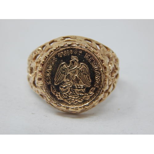 9ct Yellow Gold Coin Set Ring: Size N: Weight 3.72g