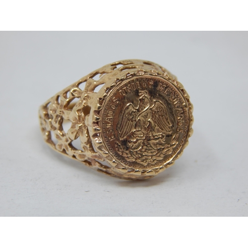 180 - 9ct Yellow Gold Coin Set Ring: Size N: Weight 3.72g