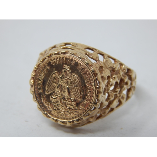 180 - 9ct Yellow Gold Coin Set Ring: Size N: Weight 3.72g