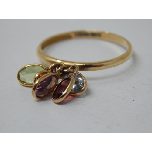 462 - 9ct Yellow Gold Gem Set Ring: Size O: Gross weight 1.46g