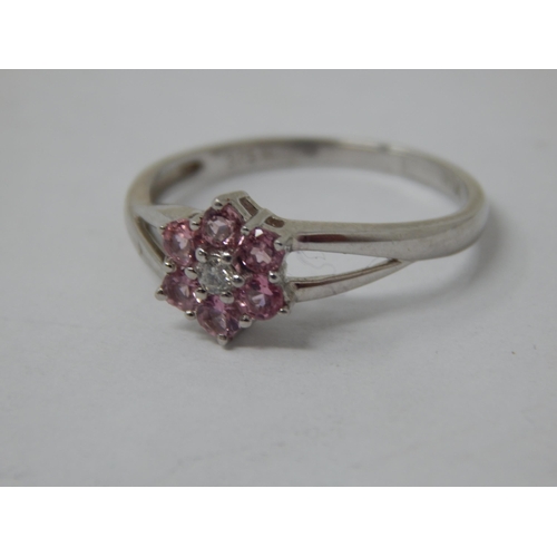 478 - 9ct White Gold Gem Set Ring: Size O: Gross weight 1.84g