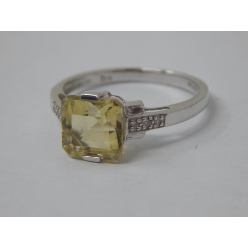 480 - 9ct White Gold Gem Set Ring: Size O: Gross weight 2.84g