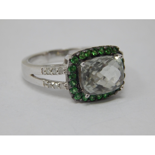 481 - 9ct White Gold Gem Set Ring: Size O: Gross weight 4.69g