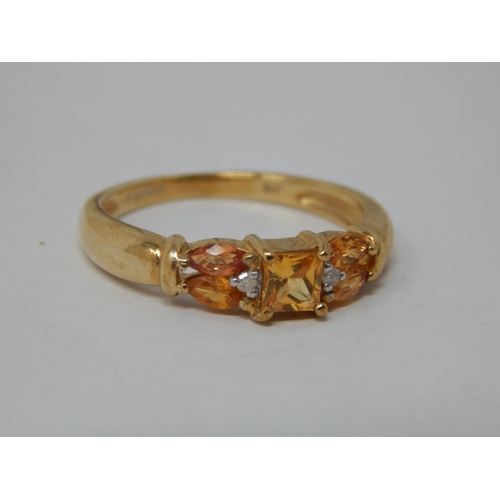 668 - 9ct Yellow Gold Gem Set Ring: Size O: Gross weight 2.63g