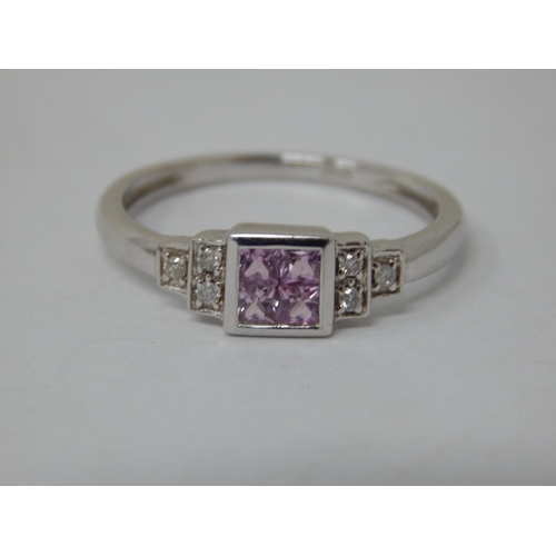 678 - 9ct White Gold Gem Set Ring: Size O: Gross weight 2.32g