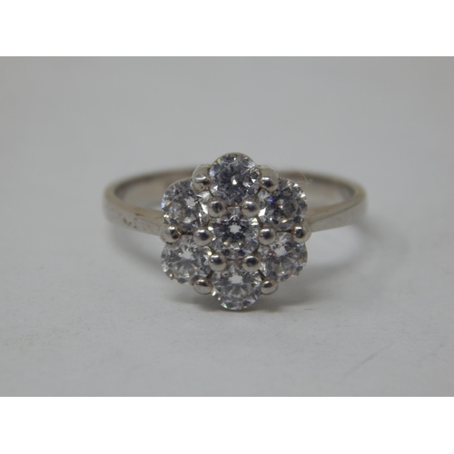 688 - 9ct White Gold Gem Set Ring: Size N: Gross weight 2.65g