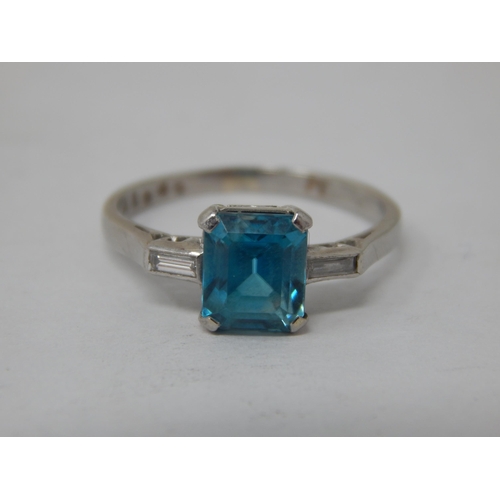 695 - Platinum Gem Set Ring: Size N: Gross weight 3.40g