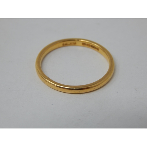 830 - 22ct Yellow Gold Wedding Band: Size L: Weight 2.14g