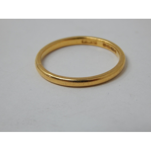 830 - 22ct Yellow Gold Wedding Band: Size L: Weight 2.14g