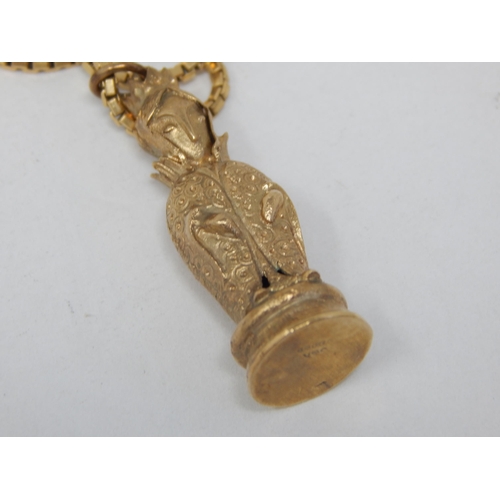 835 - Large 9ct Yellow Gold Deity Pendant on 9ct Yellow Gold Chain (54cm): weight 18.65g