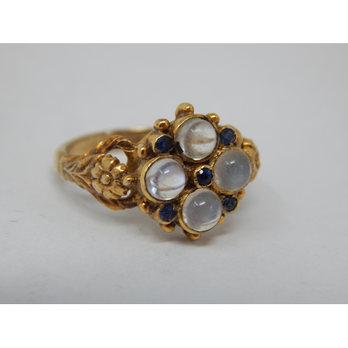 852 - 9ct Yellow Gold Gem Set Ring: Size O: Gross weight 4.56g