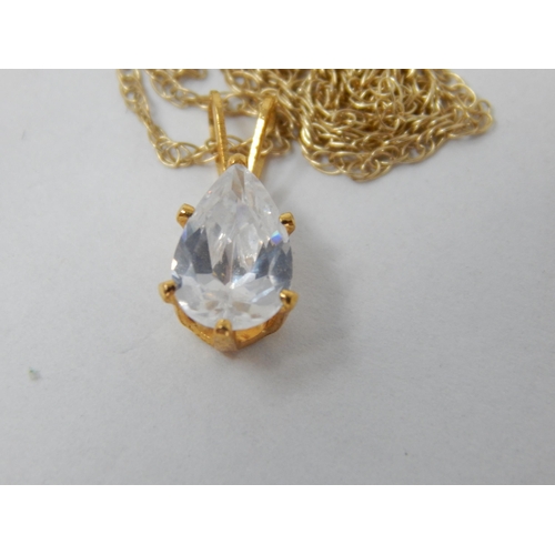 869 - 9ct Gem Set Pendant on 9ct Yellow Gold Chain (45cm) Gross weight 1.56g