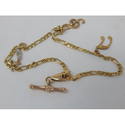 Small 9ct Yellow Gold Charm Bracelet: Weight 2.61g