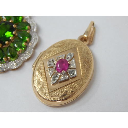 881 - 9ct Yellow Gold Gem Set Pendant together with a 9ct Yellow Gold Diopside Set Pendant: Gross weight 5... 