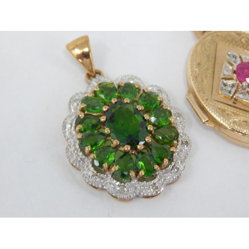 881 - 9ct Yellow Gold Gem Set Pendant together with a 9ct Yellow Gold Diopside Set Pendant: Gross weight 5... 