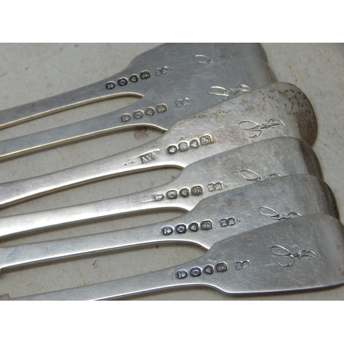 823 - Matched Set of George III & William IV Silver Dinner Forks: Hallmarked London 1809/1836: Length 19.5... 