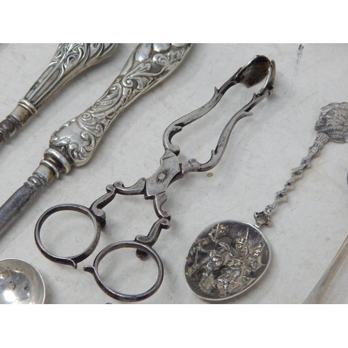 827 - A Quantity of Georgian & Later Silver Items Including a Newcastle Silver Dessert Spoon. 18th Century... 