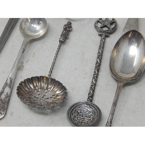 827 - A Quantity of Georgian & Later Silver Items Including a Newcastle Silver Dessert Spoon. 18th Century... 