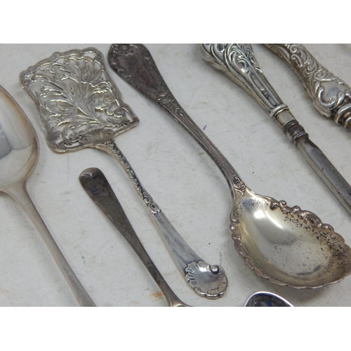 827 - A Quantity of Georgian & Later Silver Items Including a Newcastle Silver Dessert Spoon. 18th Century... 