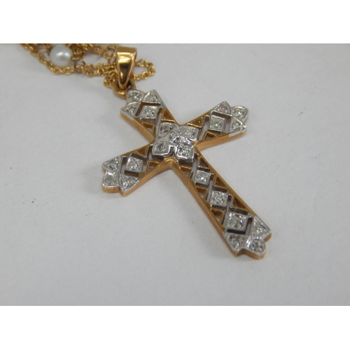 903 - 9ct Yellow Gold Gem Set Cross on 9ct Gold Chain: Gross weight 3.58gg