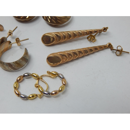 906 - Four Pairs of 9ct Gold Earrings: Weight 6.72g