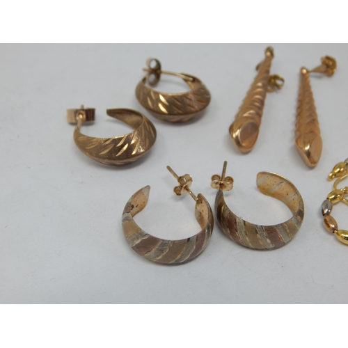 906 - Four Pairs of 9ct Gold Earrings: Weight 6.72g