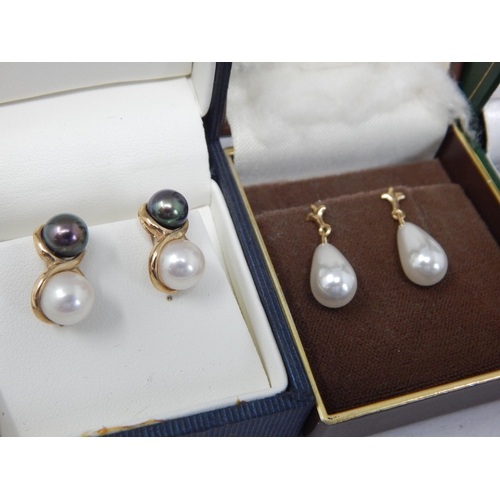 908 - Four Pairs of 9ct Gold Pearl Earrings: Gross weight 10.72g