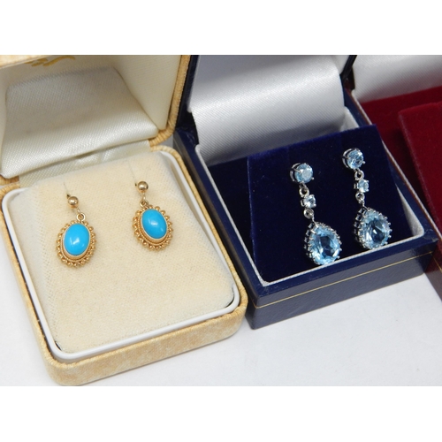 910 - Four Pairs of 9ct Gold Earrings in presentation boxes