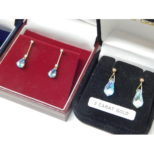 910 - Four Pairs of 9ct Gold Earrings in presentation boxes