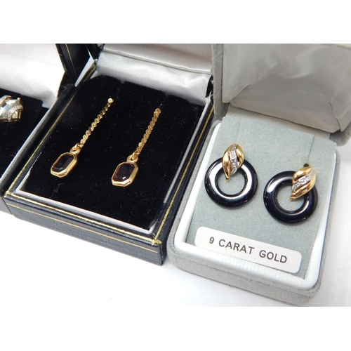 913 - Four Pairs of 9ct Gold Earrings in presentation boxes