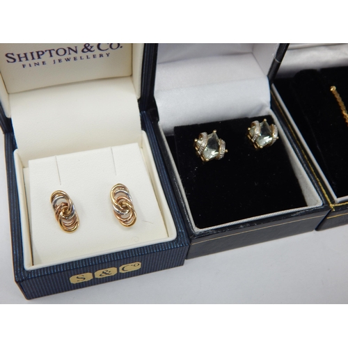 913 - Four Pairs of 9ct Gold Earrings in presentation boxes