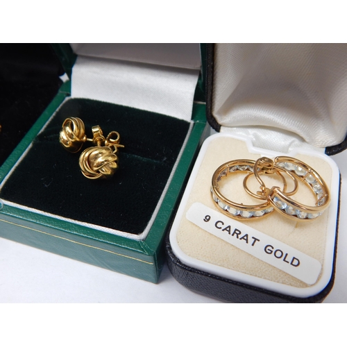 916 - Four Pairs of 9ct Gold Earrings in presentation boxes