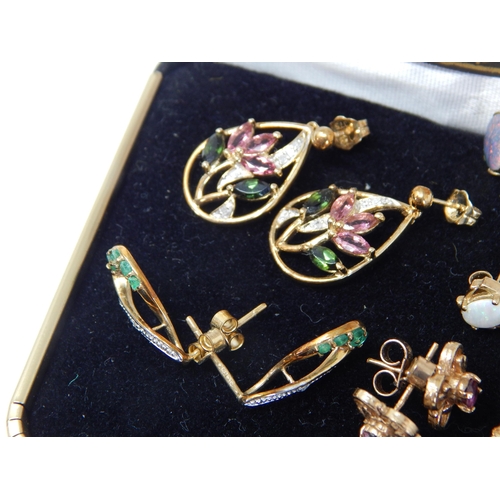 922 - Seven Pairs of 9ct Gold Gem Set Earrings