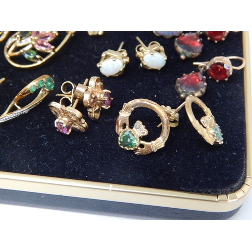 922 - Seven Pairs of 9ct Gold Gem Set Earrings