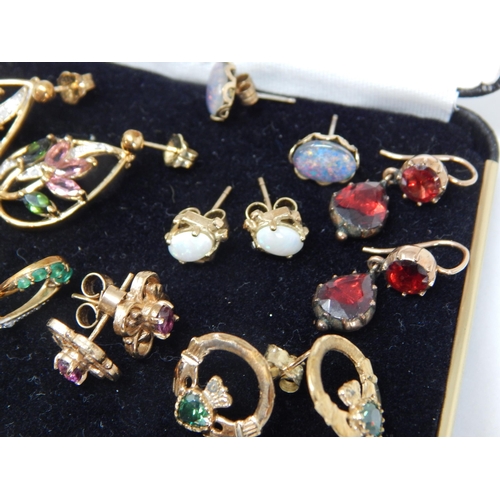 922 - Seven Pairs of 9ct Gold Gem Set Earrings