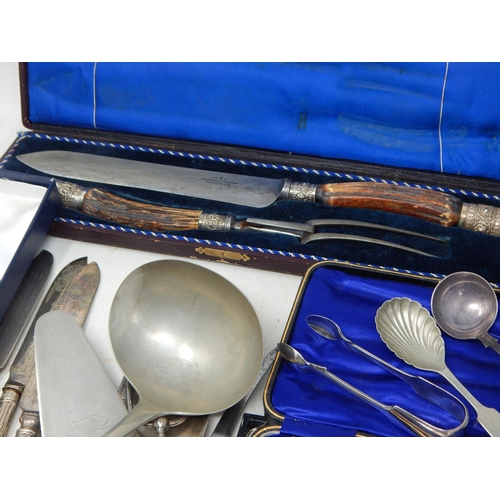 807 - A Quantity of Cased & Loose Silver Plated Flatware (lot)