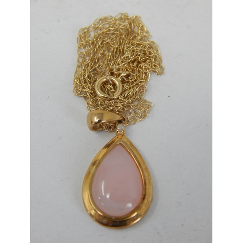 992 - 9ct Yellow Gold Gem Set Pendant Necklace: Gross weight 2.2g