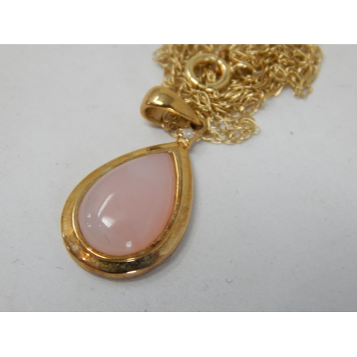 992 - 9ct Yellow Gold Gem Set Pendant Necklace: Gross weight 2.2g