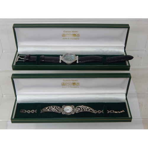 985 - Ladies Hallmarked Silver Wristwatch & Bracelet together with a Further Wristwatch, the Bezel Set wit... 