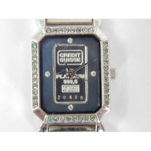 986 - Credit Suisse Ladies Platinum 999.5 Ingot Wristwatch in Original Fitted Case