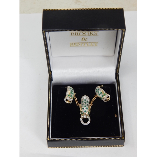 988 - 9ct Diamond & Emerald Pendant on 9ct Gold Chain with Matching Earrings: Gross weight 10.7g