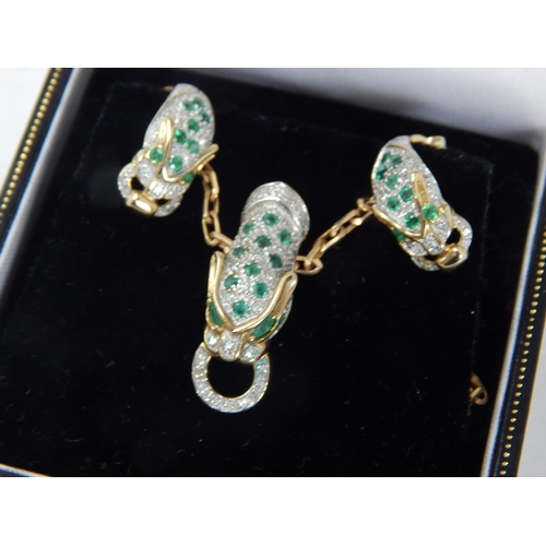 988 - 9ct Diamond & Emerald Pendant on 9ct Gold Chain with Matching Earrings: Gross weight 10.7g