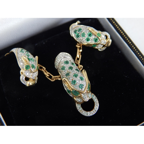 988 - 9ct Diamond & Emerald Pendant on 9ct Gold Chain with Matching Earrings: Gross weight 10.7g