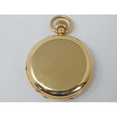 976 - Edwardian 18ct Gold Gentleman's Full Hunter Top Wind Pocket Watch by E.J Cottingham of Thrapston: Th... 