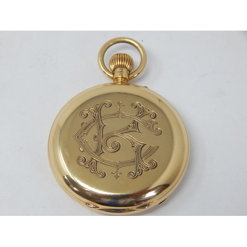 976 - Edwardian 18ct Gold Gentleman's Full Hunter Top Wind Pocket Watch by E.J Cottingham of Thrapston: Th... 