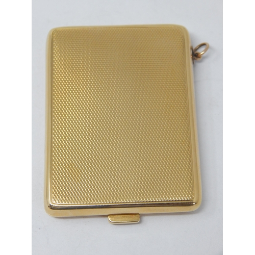 978 - 18ct Yellow Gold Engine Turned Vesta/Match Safe: Hallmarked Birmingham 1929 by William Neale: In Goo... 