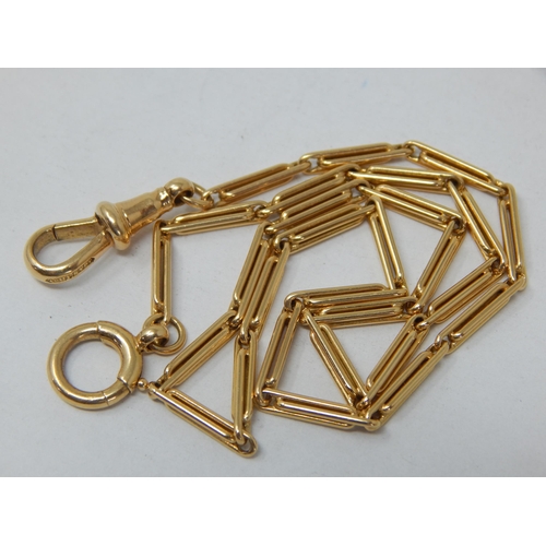 979 - 18ct Yellow Gold Fancy Link Watch Chain with Clip & Loop: Length 33.5cm: Weight 11.2g