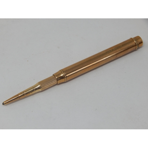 983 - 9ct Yellow Gold Retractable Pencil Hallmarked London 1929 by Sampson Mordan: Overall Length 11.8cm: ... 